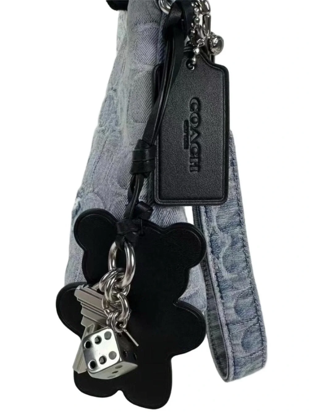 Coach Loved Denim Large Pouch with Charms